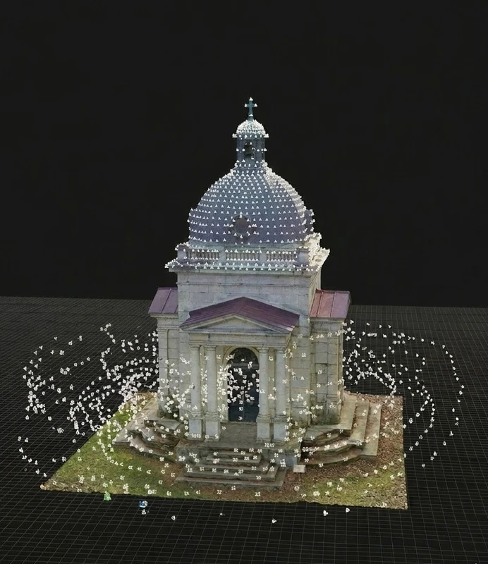 Point cloud reconstruction of a domed building